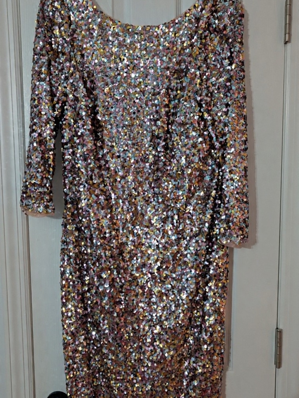 NWT Adrianna Papell Pink Multi Sequin Short Dress